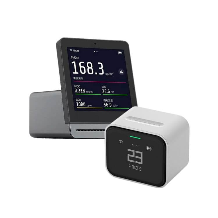 qingping sensor qingping air quality sensors on white background