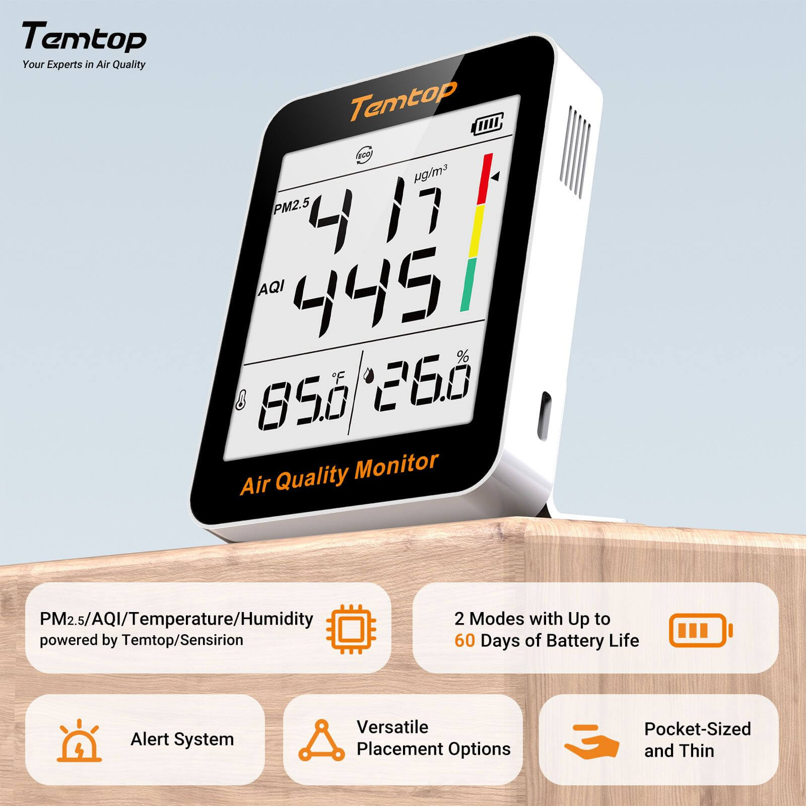 Temtop S1 - Indoor Air Quality Monitor - Image 2